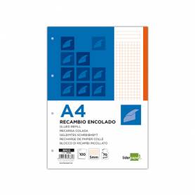 Bloc encolado liderpapel cuadro 5mm naranja a4 natural 100 hojas 70 g/m2