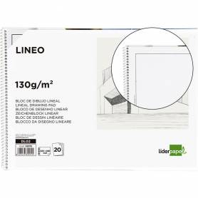 Bloc dibujo liderpapel lineal espiral 230x325mm 20 hojas 130 gr/m2 con recuadro perforado