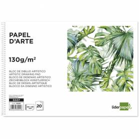 Bloc dibujo liderpapel artistico espiral 230x325mm 20 hojas 130g/m2 sin recuadro perforado