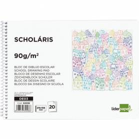 Bloc dibujo liderpapel escolar espiral 155x215mm 20 hojas 90 gr/m2 sin recuadro