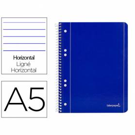 Cuaderno espiral liderpapel a5 micro serie azul tapa blanda 80h 75 gr horizontal 6 taladros azul