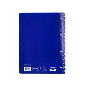 Cuaderno espiral liderpapel a4 micro serie azul tapa blanda 80h 75 gr liso con margen 4 taladros azul