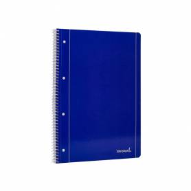 Cuaderno espiral liderpapel a4 micro serie azul tapa blanda 80h 75 gr liso con margen 4 taladros azul