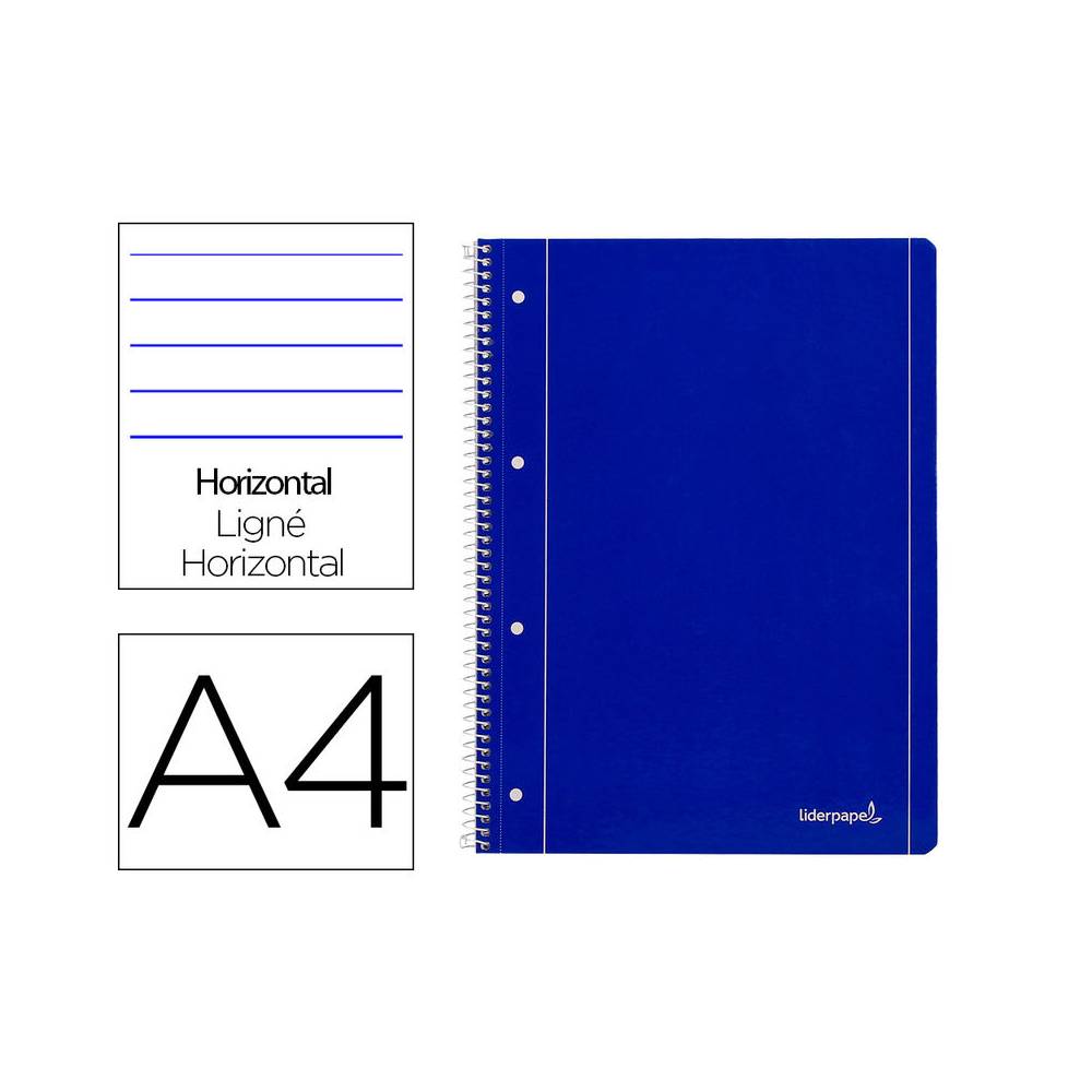 Cuaderno espiral liderpapel a4 micro serie azul tapa blanda 80h 80 gr horizontal con margen 4 taladros azul