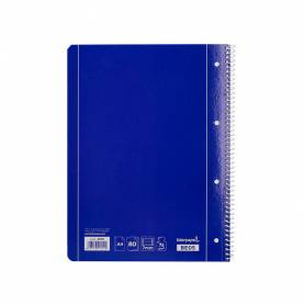 Cuaderno espiral liderpapel a4 micro serie azul tapa blanda 80h 80 gr horizontal con margen 4 taladros azul