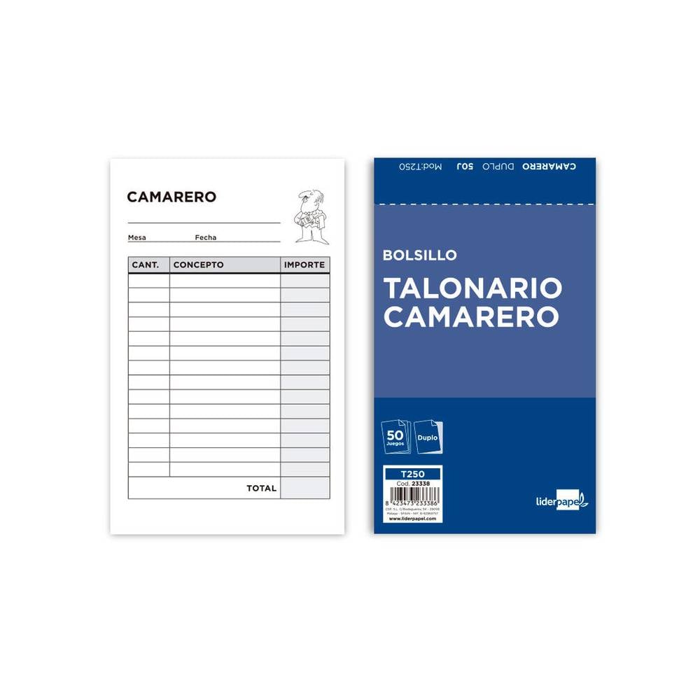 Talonario liderpapel camarero bolsillo original y copia t250