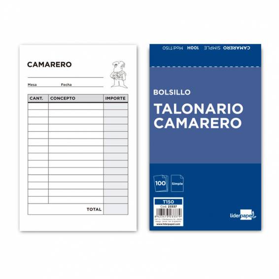 Talonario liderpapel camarero bolsillo original t150