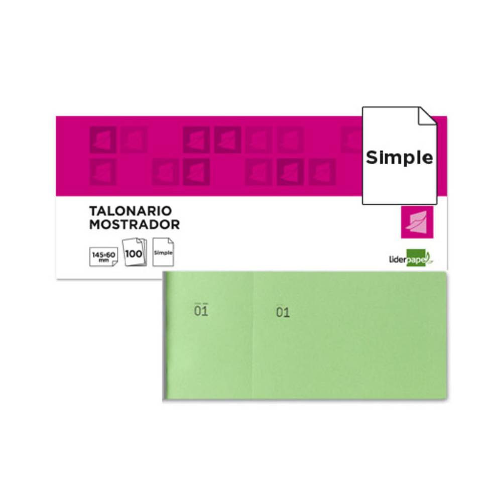 Talonario liderpapel mostrador 60x145 mm tl06 verde con matriz