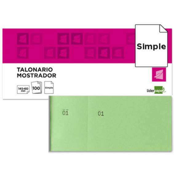 Talonario liderpapel mostrador 60x145 mm tl06 verde con matriz