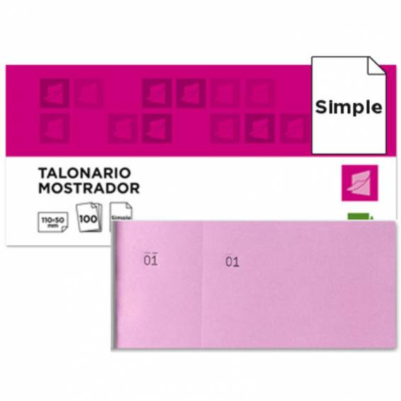 Talonario liderpapel mostrador 50x110 mm tl11 rosa con matriz