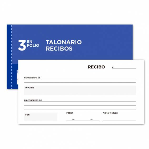 Talonario liderpapel recibos 3/fº apaisado original y 2 copias sin matriz