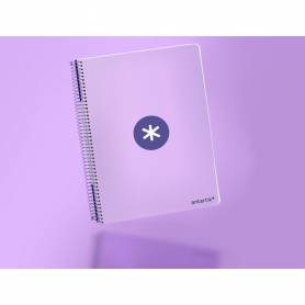 Cuaderno espiral liderpapel a5 antartik tapa dura 80h 100 gr cuadro 5mm color lavanda