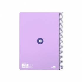 Cuaderno espiral liderpapel a5 antartik tapa dura 80h 100 gr cuadro 5mm color lavanda