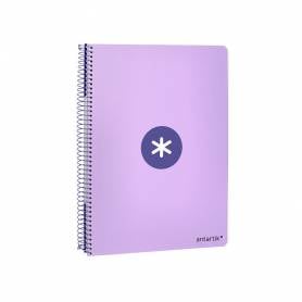 Cuaderno espiral liderpapel a5 antartik tapa dura 80h 100 gr cuadro 5mm color lavanda