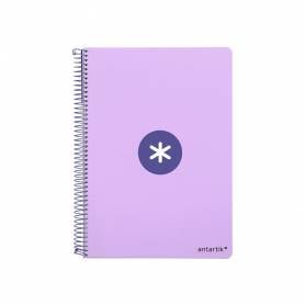 Cuaderno espiral liderpapel a4 micro antartik tapa dura 80h 100 gr cuadro 5 mm sin bandas 4 taladros color lavanda