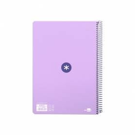 Cuaderno espiral liderpapel a4 micro antartik tapa dura 80h 100 gr cuadro 5 mm sin bandas 4 taladros color lavanda