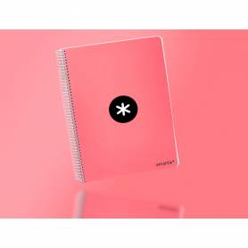 Cuaderno espiral liderpapel a4 micro antartik tapa dura 80 h 100 gr cuadro 5mm sin bandas 4 taladros color coral