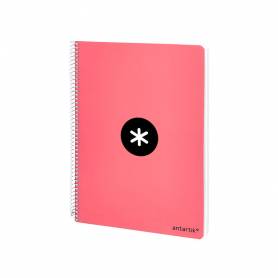 Cuaderno espiral liderpapel a4 micro antartik tapa dura 80 h 100 gr cuadro 5mm sin bandas 4 taladros color coral