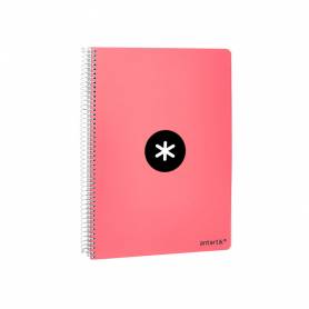 Cuaderno espiral liderpapel a4 micro antartik tapa dura 80 h 100 gr cuadro 5mm sin bandas 4 taladros color coral