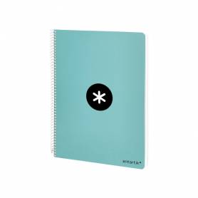 Cuaderno espiral liderpapel a4 micro antartik tapa dura 80h 100 gr cuadro 5mm sin bandas 4 taladros color menta