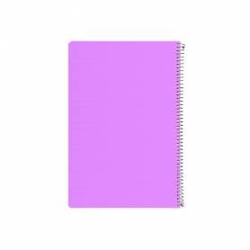 Cuaderno espiral liderpapel folio pautaguia tapa plastico 80h 75gr cuadro pautado 3mm con margen color violeta