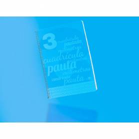 Cuaderno espiral liderpapel folio pautaguia tapa plastico 80h 75gr cuadro pautado 3mm con margen color azul