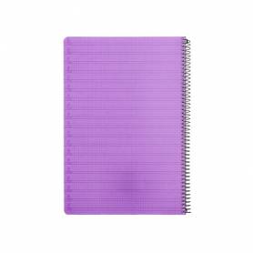 Cuaderno espiral liderpapel folio pautaguia tapa plastico 80h 75gr cuadro pautado 4mm con margen color violeta