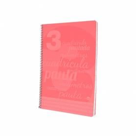 Cuaderno espiral liderpapel folio pautaguia tapa plastico 80h 75gr cuadro pautado 3mm con margen color rojo