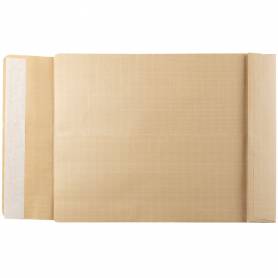 Sobre liderpapel bolsa fuelle kraft armado 280x365x50mm solapa tira de silicona papel 155 gr caja de 50 unidades