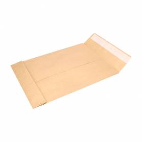 Sobre liderpapel bolsa fuelle kraft 280x365x30mm solapa tirade silicona papel 120 gr caja de 50 unidades