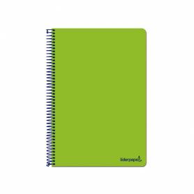 Cuaderno espiral liderpapel folio write tapa blanda 80h 60gr cuadro 4mm con margen color turquesa