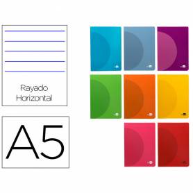 Libreta liderpapel 360 tapa de plastico a5 48 hojas 90g/m2 horizontal con margen colores surtidos