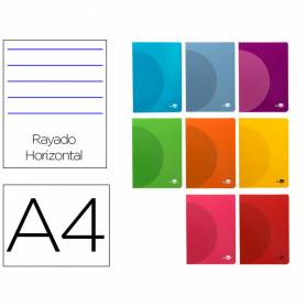 Libreta liderpapel 360 tapa de plastico a4 48 hojas 90g/m2 horizontal con margen colores surtidos