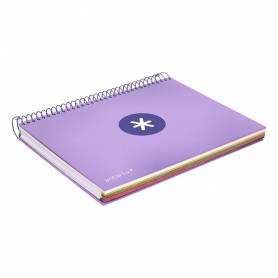 Cuaderno espiral liderpapel a5 micro antartik tapa forrada120h 90 gr cuadro 5mm 5 banda 6 taladros color lavanda