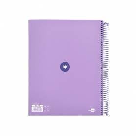 Cuaderno espiral liderpapel a4 micro antartik tapa forrada120h 100 gr cuadro 5mm 5 banda4 taladros color lavanda