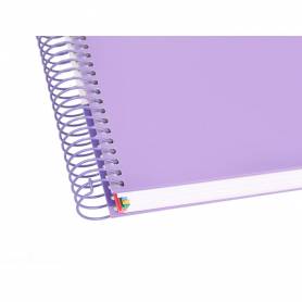 Cuaderno espiral liderpapel a4 micro antartik tapa forrada120h 100 gr cuadro 5mm 5 banda4 taladros color lavanda