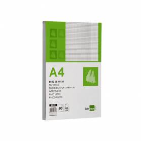 Bloc notas liderpapel cuadro 4mm a4 80 hojas 60g/m2 perforado