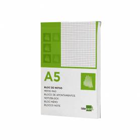 Bloc notas liderpapel cuadro 4mm a5 80 hojas 60g/m2 perforado