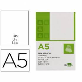 Bloc notas liderpapel liso a5 80 hojas 60g/m2 perforado