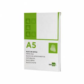 Bloc notas liderpapel liso a5 80 hojas 60g/m2 perforado