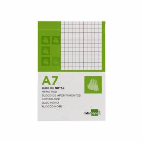 Bloc notas liderpapel cuadro 4mm a7 80 hojas 60g/m2 perforado