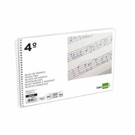 Bloc musica liderpapel pentagrama 3mm cuarto 20 hojas 100g/m2