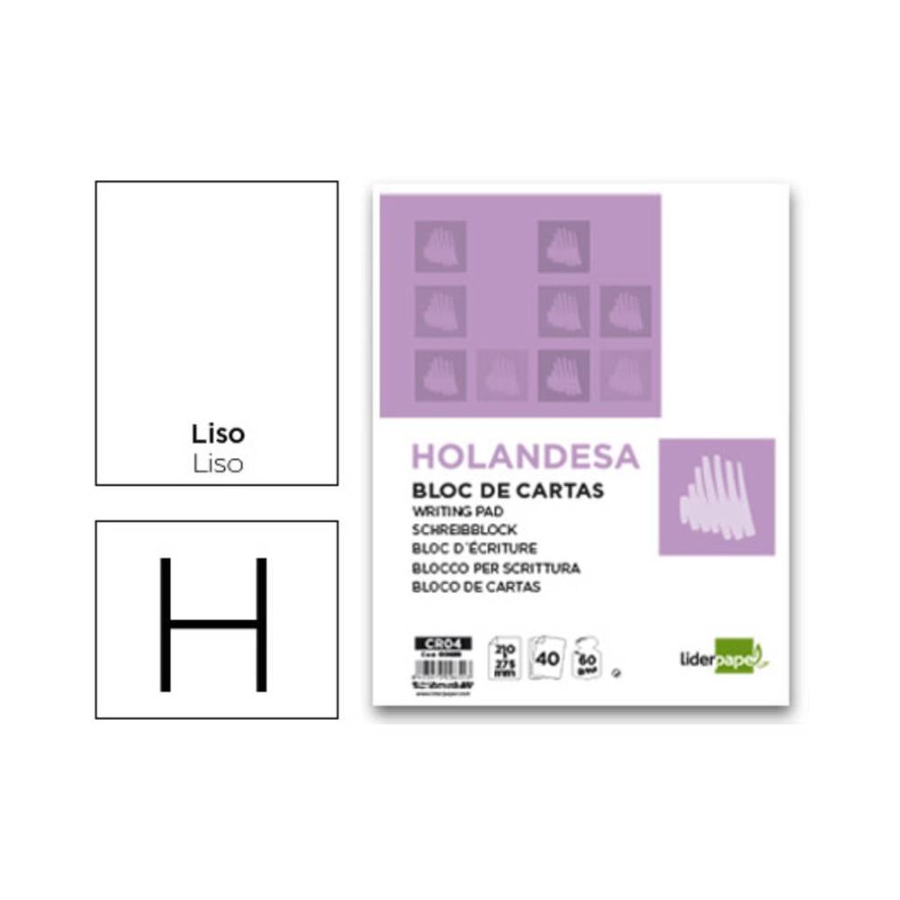 Bloc de cartas liderpapel liso holandesa 40 hojas 60g/m2