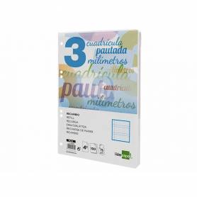 Recambio liderpapel cuarto pautaguia 100 hojas 75 g cuadriculado pautado 3 mm con margen 6 taladros