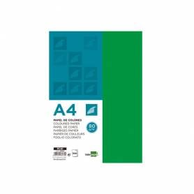 Papel color liderpapel a4 80gr verde intenso paquete de 100 hojas