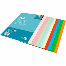 Papel color liderpapel a4 80gr 25 colores surtidos paquete de 100 hojas