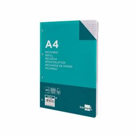 Recambio liderpapel a4 100 hojas 100g/m2 cuadro 2mm con margen 4 taladros