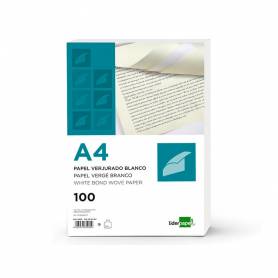 Papel verjurado liderpapel a4 90g/m2 crema paquete de 100 hojas