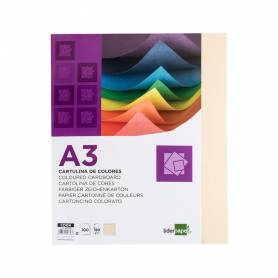 Cartulina liderpapel a3 180g/m2 crema paquete de 100 hojas