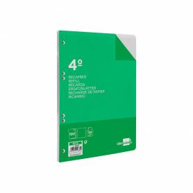 Recambio liderpapel cuarto 100 hojas 60g/m2 liso sin margen 6 taladros